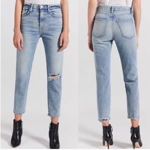 CURRENT/ELLIOTT
The Vintage Cropped Slim Jeans In 2 Year Destroy Rigid Indigo
